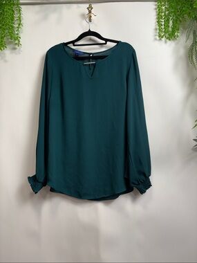Apt. 9 Teal Long-Sleeve Blouse with Smocked Cuffs